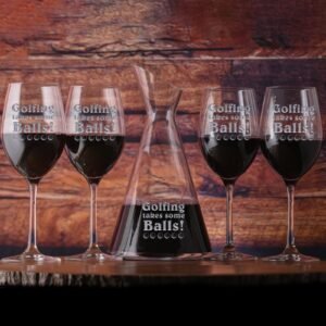 Golfing Takes Some Balls, Engraved Crystal Wine Decanter Gift Set