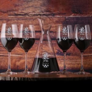 Custom Pineapple Engraved Crystal Wine Decanter, Gift Set